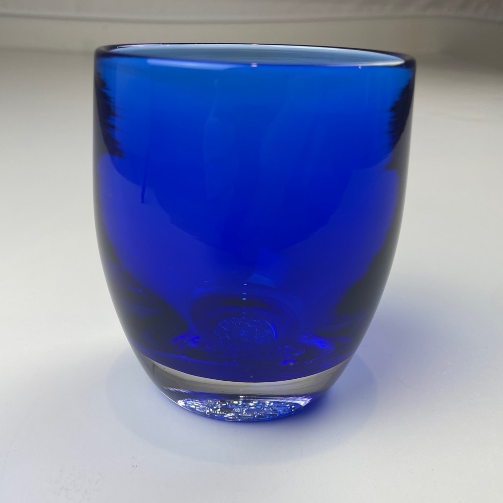 GLASSYBABY Egrari Beauty Royal Deep Translucent Blue Votive Candle Holder RARE - Picture 13 of 14